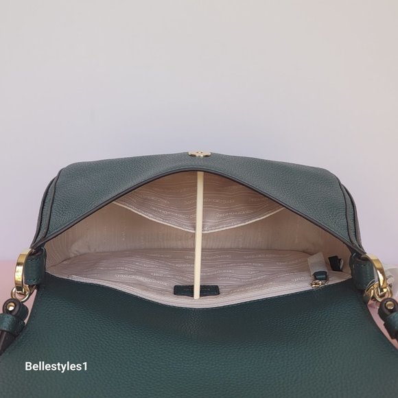 KATE SPADE Hudson Pebbled Leather Medium Flap Convertible Shoulder Bag-Artesian⭐ - Picture 12 of 16